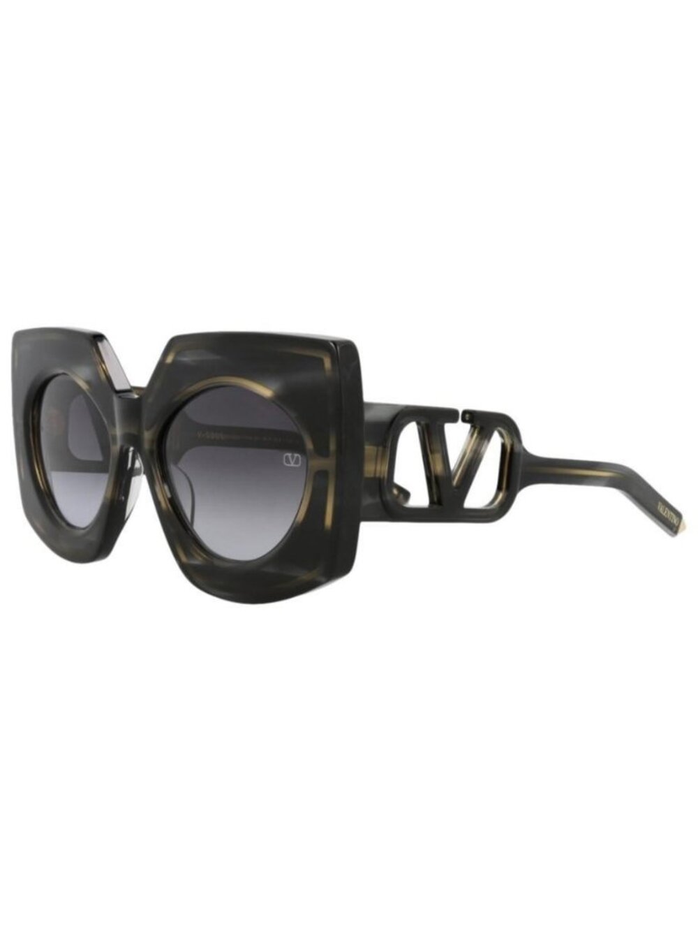 New Valentino Womens Square/Rectangle Black Havana Black Havana Grey Fashion Des